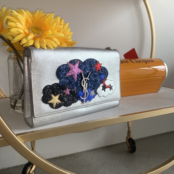 Saint Laurent Silver Kate Monogram Medium Cloud - Picture 3 of 8